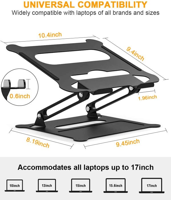 Laptop Stand for Desk, Foldable Laptop Riser, Portable Laptop Stand Adjustable Height with Heat-Vent, Compatible with Mac/Laptop/Tablet,Up to 17" - Image 3