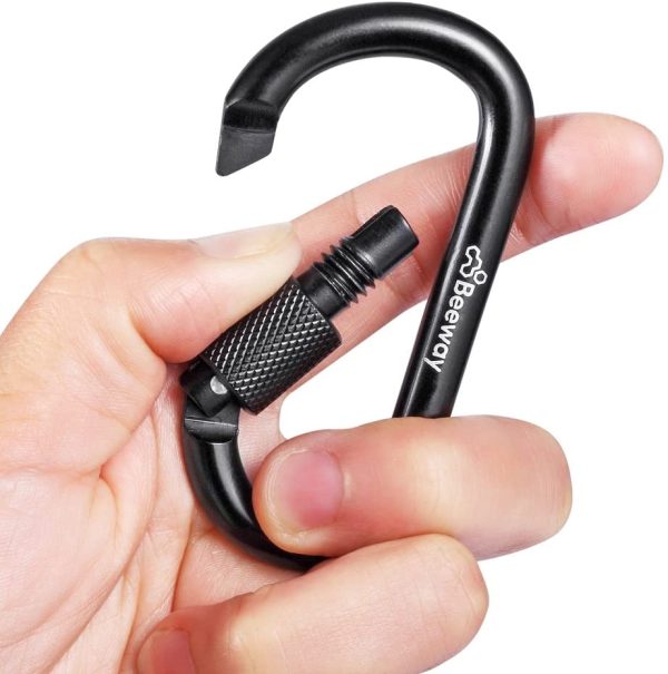 BEEWAY Locking Carabiner, Premium Aluminum Alloy D-Ring Carabiners Key Chain Clip Hook for Camping, Hiking, Traveling, Fishing, Backpack - Image 4