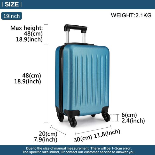 Kono Luggage Sets 3pcs Hard Shell Suitcases with 4 Spinner Wheels Light Weight ABS Travel Trolley Case 19?? 24?? 28?? (3 Pcs Set, Navy) - Image 7