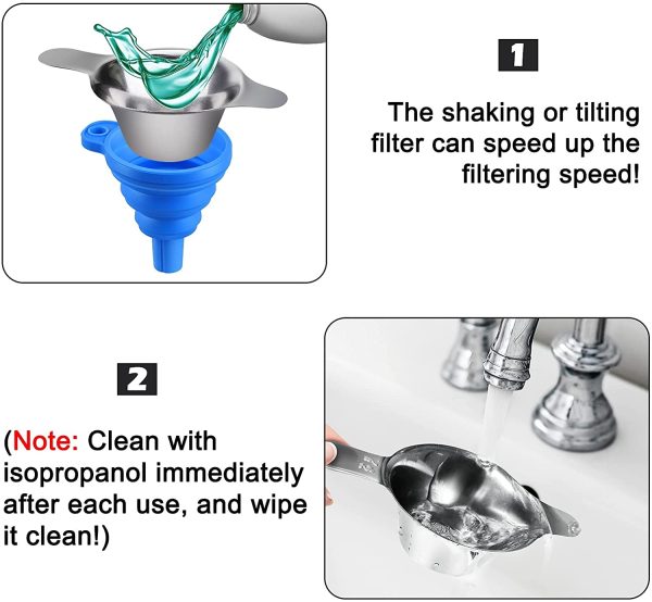 JOREST 7Pcs 3D Printer Resin Filter Funnel Kit, 3 Stainless Steel Filter Plus + 3 Collapsible Silicone Funnel + Brush, Resin Printer Accessories for Anycubic SLA/Elegoo Mars - Image 6