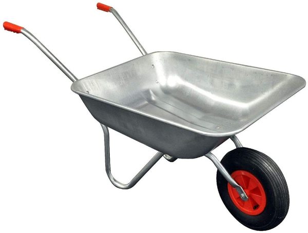 Gr8 Garden Heavy Duty Wheelbarrow 65l Litre Galvanised Steel DIY Outdoor Wheel Barrow Pneumatic Trolley Cart DIY Builders Gardening Tool - Image 3