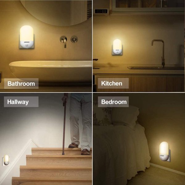 Plug in LED Night Light, [2 Pack]  Night Lights with Dusk to Dawn Photocell Sensor, 0.5W Energy Saving, Warm White Night Lighting for Baby, Kids, Children??s Room, Stairs??Hallway etc