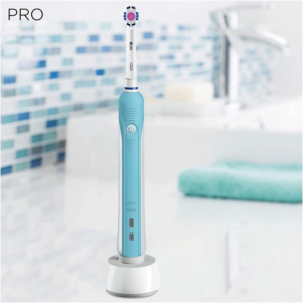 Oral-B 1 Pro Electric Toothbrush with Pressure Sensor, 1 Handle, 1 Toothbrush Head, 1 Mode with 3D Cleaning, 2 Pin UK Plug, 600, Blue