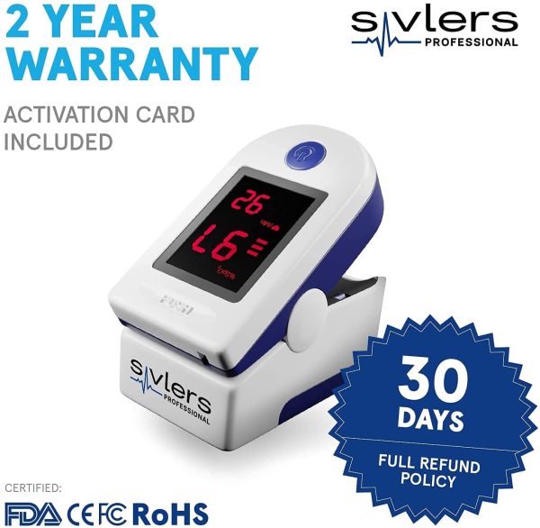 SIVLERS - Pulse Oximeter Oxygen Saturation Monitor NHS Approved UK Heart Rate SpO2 in Blood Sats Meter Fingertip Adult & Child Portable Oxymeter Batteries Included - Image 7