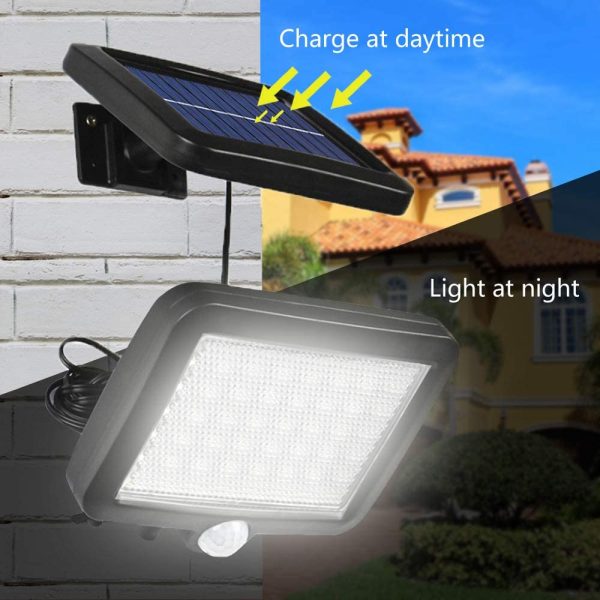 Solar Security Lights,  56 LED Solar Wall Lamp Human/Light Sensor Waterproof Super Bright Lights for Garden, Fence, Door, Yard or Entrance Use