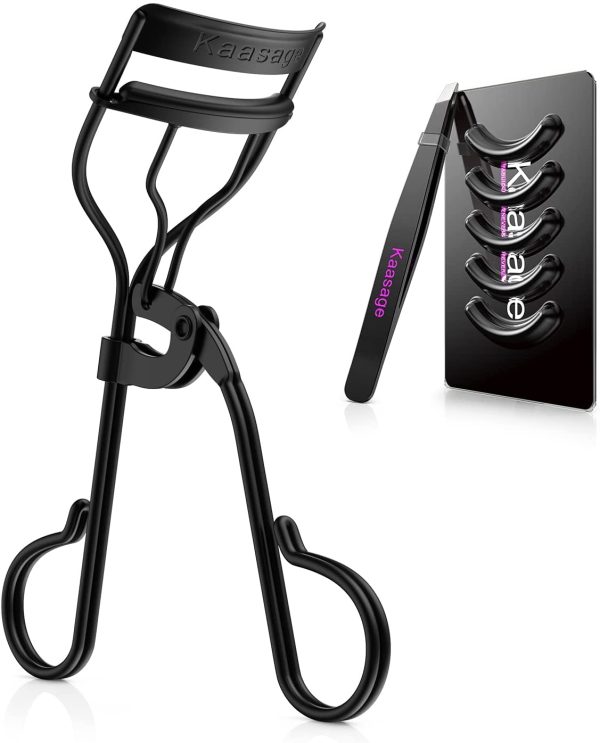 Eyelash Curler with 5 Replacement Pads, Contains Tweezers and a Velvet Bag,  Lash Curler Fit All Eye Shape, No Pinching or Hurting Face - Image 6