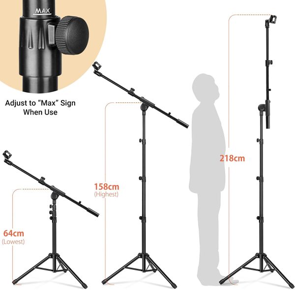 CAHAYA Tripod Boom Sheet Microphone Stand Metal Portable with Carrying Bag, for Performance Singing Speech Wedding Stage and Outdoor CY0239 - Image 5