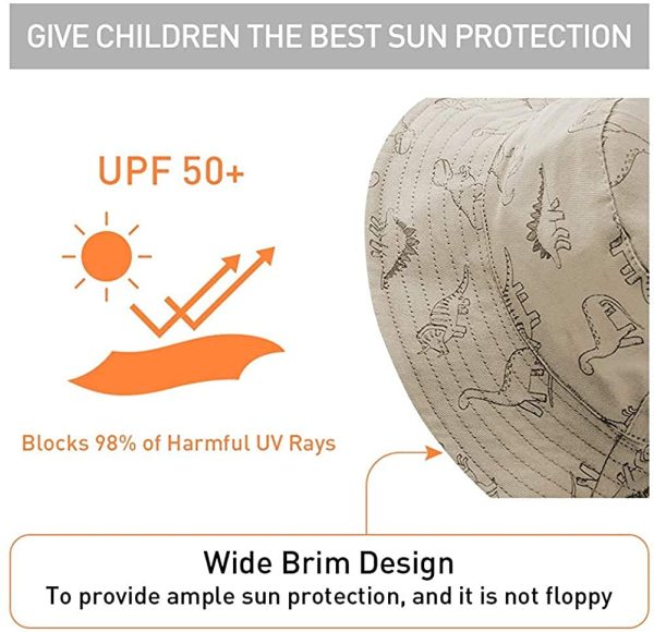 DRESHOW Baby Sun Hat Toddler Sun Protection Animal Cap Unisex Summer Bucket Hat with Chin Strap UPF 50+ - Image 3