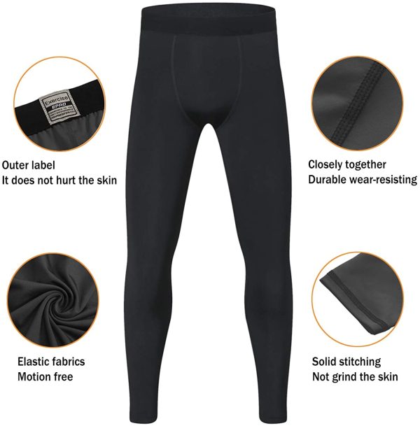 HOPLYNN Youth Boys' Compression Pants Leggings Baselayer Tights Leggings Sports Youth for Kids - Image 2