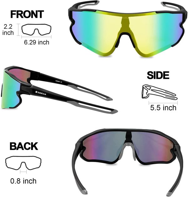 Cycling Polarised Glasses CE Authentic with 3 Interchangeable Lenses Wind and Fog Resistant Cycling Glasses Men's Women's Anti-UV Sports Sunglasses for Running, MTB and Running