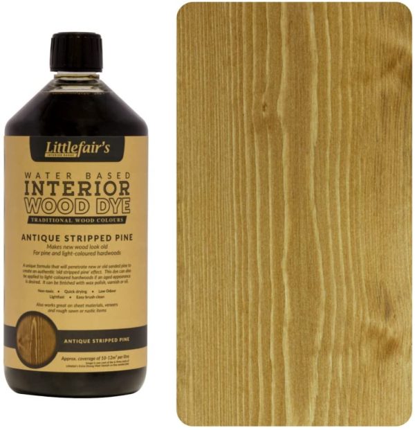 Littlefair's Non-Toxic Water-Based Wood Stain - 1ltr Antique Stripped Pine Wood Dye for Indoor Timber Including Doors and Skirting Boards - Image 2