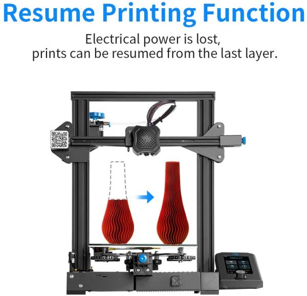 Official Creality Ender 3 V2 3D Printer with 32 Bit Silent Board Meanwell Power Supply Glass Bed and Resume Printing 220x220x250mm