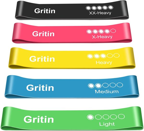 Gritin Resistance Bands, [Set of 5] Skin-Friendly Resistance Fitness Exercise Loop Bands with 5 Different Resistance Levels - Carrying Case Included - Ideal for Home, Gym, Yoga, Training - Image 5