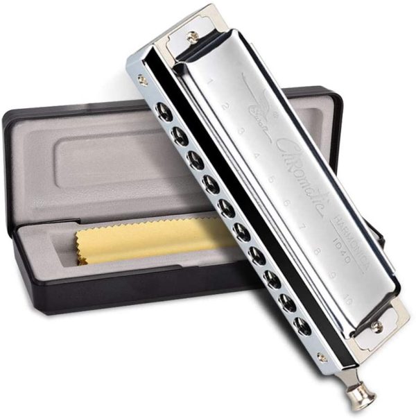 OTraki Harmonica Mouth Organ 10 Hole 40 Tones C Major Blues Harmonica Set Metal Steel with Case and Cleaning Cloth for Kids Girls Adult Beginner Gifts SWAN Harmonica - Image 4