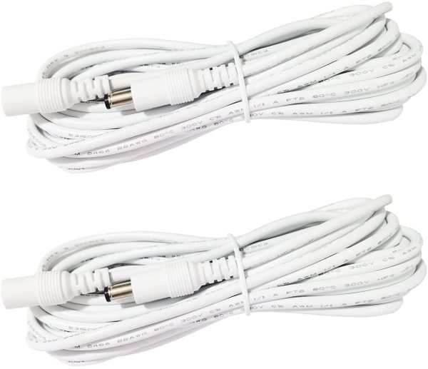 LitaElek 2x 2.5m/8.2ft DC 12V Extension Cable with 2.1mm x 5.5mm DC Plug Adapter DC 0-36V Male to Female Power Cord for Car Monitor, CCTV Wireless IP Camera, LED Strip Light, etc.(2.5m, 2pcs, White) - Image 4