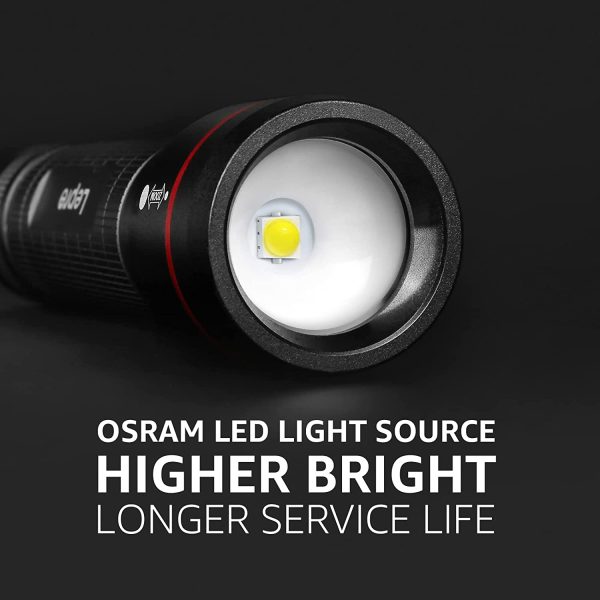 LED Torch, LE3000 Torch, Super Bright, 5 Lighting Modes, Zoomable, Water Resistant, Adopted by Osram P9 LED, Powered by AA Battery, for Outdoor Use & Indoor Emergency Use - Image 4