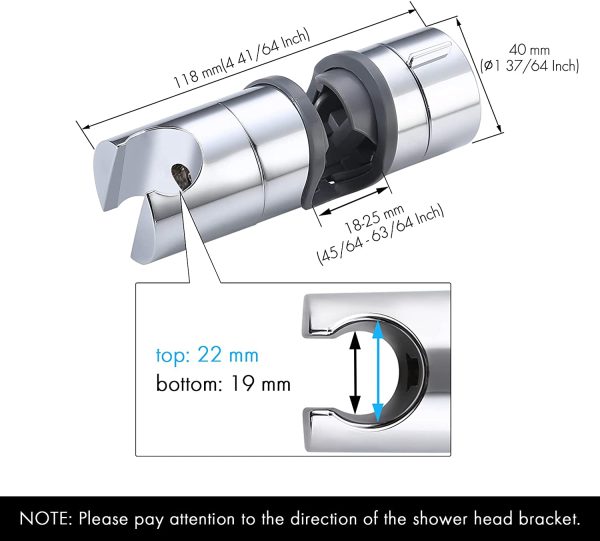 KES Shower Head Holders Hand Shower Bracket Replacement for 18-25MM Slide Bar Adjustable Shower Rod Holder Chrome Plated, PB4-CH - Image 6