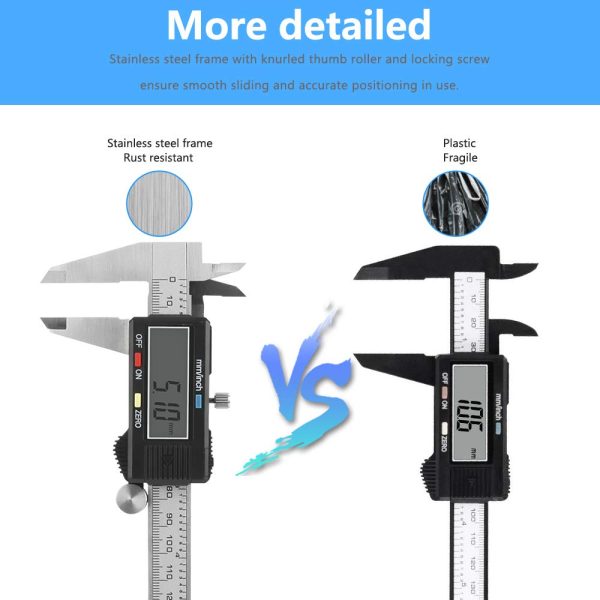Digital Vernier Caliper,CestMall Electronic Caliper 150mm/6 Inch with Extra-Large LCD Screen Digital Precision Measuring Tool Micrometer Stainless Steel with Mm/Inch Conversion