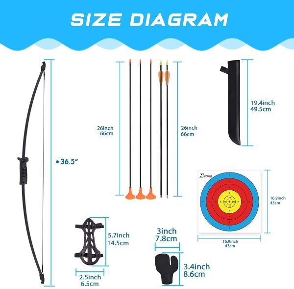 Recurve Bow and Arrow Set Outdoor Youth with Quiver Children Junior Archery Beginner Longbow Target Training for Teen Teams Game - Image 7