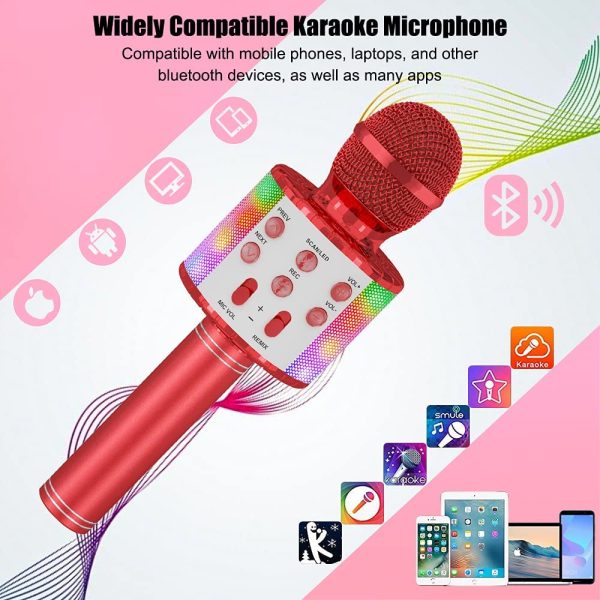 Karaoke Wireless Microphone, Ankuka 4 in 1 Handheld Bluetooth Microphones Speaker Karaoke Machine with Dancing LED Lights, Home KTV Player Compatible with Android & iOS Devices for Party/Kids Singing - Image 6