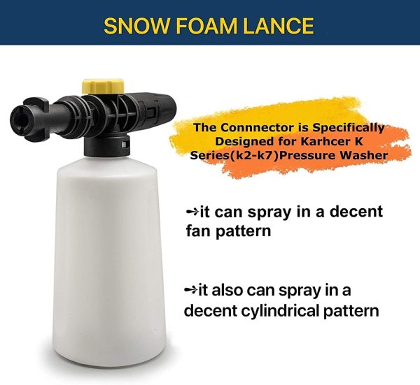 Jet Bottle Snow Foam Lance Cannon Washer for Karcher K2 K3 K4 K5 K6 K7 Soap Generator High Pressure Car Foamer Wash Adjustable Sprayer Nozzle 750ML