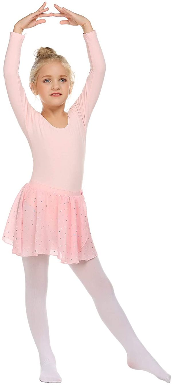 Bricnat Girls Ballet Dance Leotard with Separated Skirt Dress Short Sleeve - Image 5