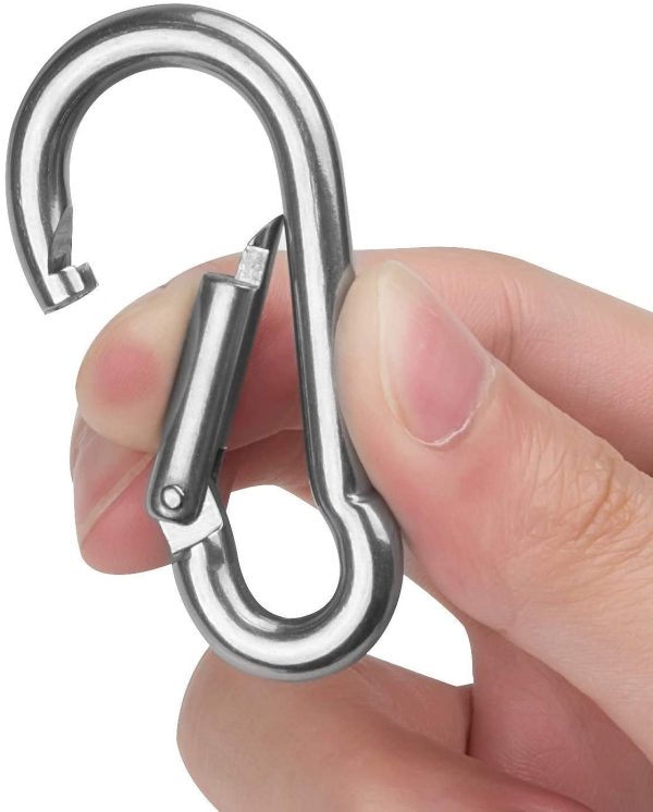 Kuesn 4 Pack Spring Snap Hooks, Carabiner Galvanized Steel Clip Keychain, Silver Quick Link Clip Keychain for Camping, Hiking, Outdoor and Gym, Small M5 Carabiners for Dog Leash Harness - Image 7