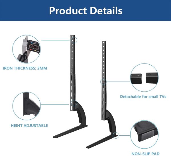 RFIVER Universal TV Stand Legs TV Feet for 20 to 65 inch LCD/LED/OLED/Plasma TVs, Table Top Replacement TV Stand Pedestal Riser for Flat&Curved Screen VESA up to 800x500mm - Image 7