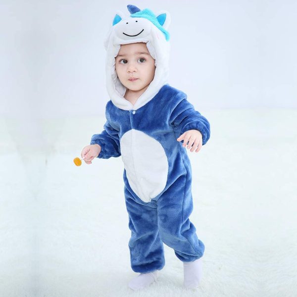 MICHLEY Baby Animal Hooded Romper Unisex Jumpsuit Soft Flannel Pajamas for 0-36 Months - Image 2