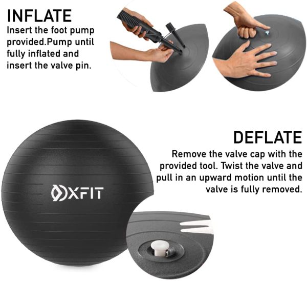 OXFIT Exercise Ball - Anti-Burst 55 to 85cm Yoga Ball with Foot Pump - Gym Ball for Fitness, Pilates, Pregnancy, Labour, Birthing Ball, Swiss Ball ?C multiple colours - Image 2