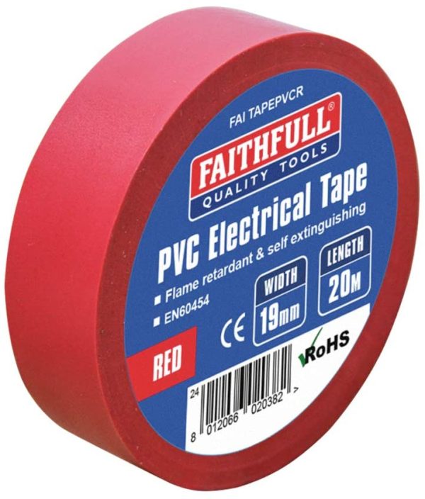 FAITAPEPVCR Red PVC Electrical Tape 19 mm x 20 m - Red