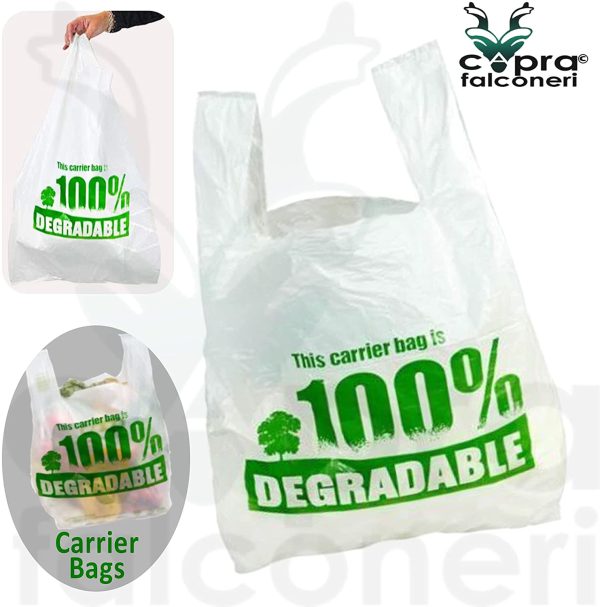 Large White Vest Plastic Carrier Bags 11 x 17 x 21" - Strong Reusable Shopping Bag 100% Degradable - Recycled Eco Friendly Plastic Bags - Image 3