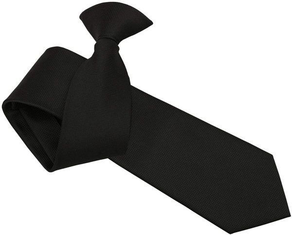 DQT Men Plain Solid Check Wedding Formal Casual Groom Best Man Office Security Easy to Wear Clip On Tie