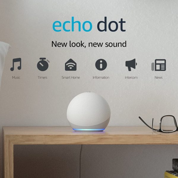 Echo Dot (4th generation) | Smart speaker with Alexa | Glacier White