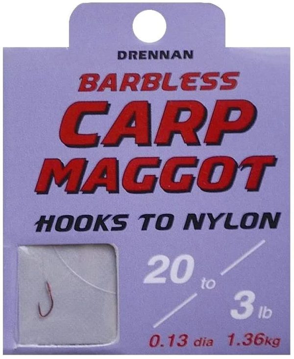 Drennan Barbless Carp Maggot Hooks To Nylon