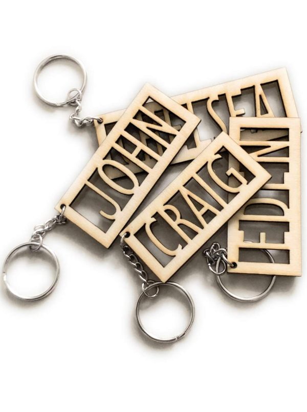 Personalised Wooden Keyring Any Name Engraved Keychain