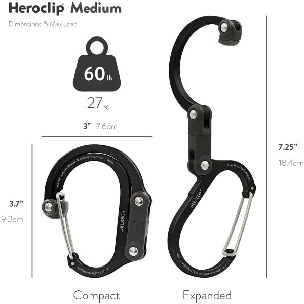 HEROCLIP Medium - Carabiner Clip And Hook, Bag, Purse, Backpack Hanger, Baby Pushchair Hook, Keyring Carabiner And Multifunction For Camping, Fishing, Hiking Or Travel, Hang Anything, Anywhere - Image 8