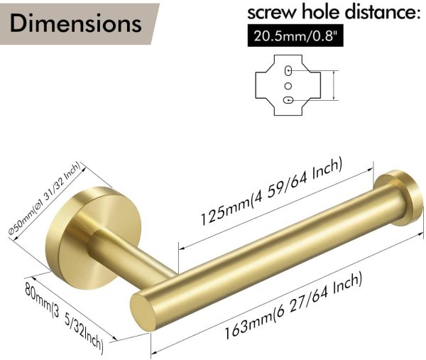 KES Toilet Roll Holder Bathroom Tissue Paper Dispenser SUS304 Stainless Steel Wall Mounted Brushed Brass, A2175S12-BZ - Image 8