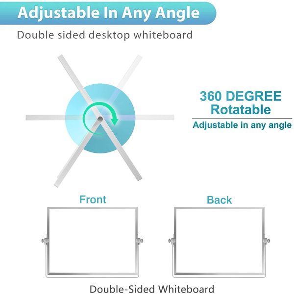 Dry Erase Whiteboard, 20 X 30 cm Small Magnetic Desktop Whiteboard with Stand, Portable Double-Sided Whiteboard Easel for Drawing in School & Home