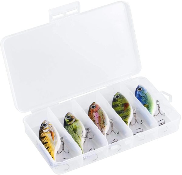 Magreel Crankbaits Set Fishing VIB Lures Kit Minnow Crankbaits Topwater Floating Lures Life-Like Swimming Swimbait for Trout Bass Perch Pike with Tackle Box 5pcs/Pack - Image 4