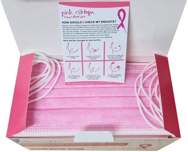 Omnitex Pink for Breast Cancer | 3ply Premium Type IIR Disposable Surgical Face Mask | EN14683:2019 | 98% Filtration, Fluid Resistant, Medical Face Mask 2R with Ear Loops - Pack 50 - Image 2