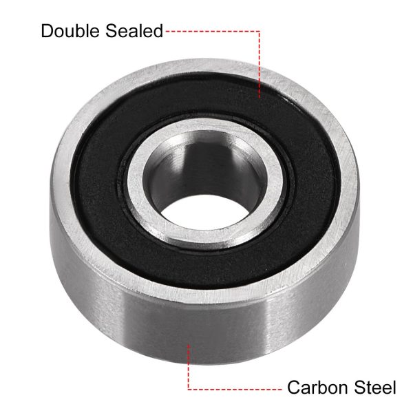 sourcing map 606-2RS Deep Groove Ball Bearing Double Sealed 180016, 6mm x 17mm x 6mm High Carbon Steel Z1 Bearings (Pack of 8)