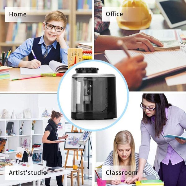 Pencil Sharpener Electric Pencil Sharpeners, Portable Pencil Sharpener Kids, Blade to Fast Sharpen, Suitable for No.2/Colored Pencils(6-8mm)/School Pencil Sharpener/Classroom/Office/Home (Black) - Image 2