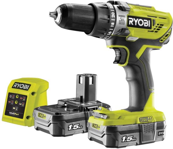 Ryobi R18PD3-215GZ 18 V ONE+ Cordless Combi Drill Starter Kit (2 x 1.5 Ah) & RAK30MIX Mixed Drilling and Driving Bit Set, 30 Piece - Image 4