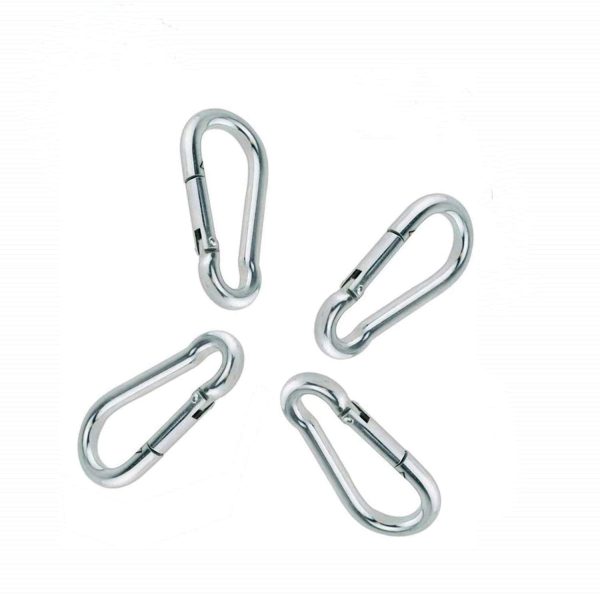 Kuesn 4 Pack Spring Snap Hooks, Carabiner Galvanized Steel Clip Keychain, Silver Quick Link Clip Keychain for Camping, Hiking, Outdoor and Gym, Small M5 Carabiners for Dog Leash Harness - Image 4