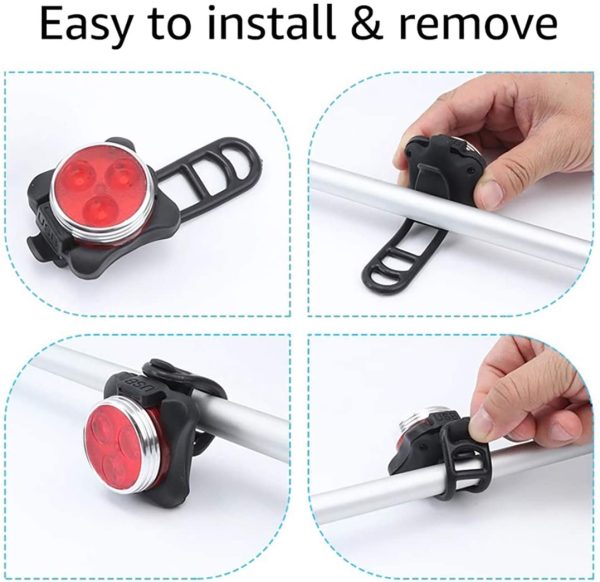 Bike Light Set | SEE & BE SEEN | Super-Bright! | 3x Bigger & Rechargeable Batteries | Water & Dirt Proof | Uncompromising Safety with 4 Extremely Useful Lighting Modes | Easy-To-Use Mounting System - Image 6