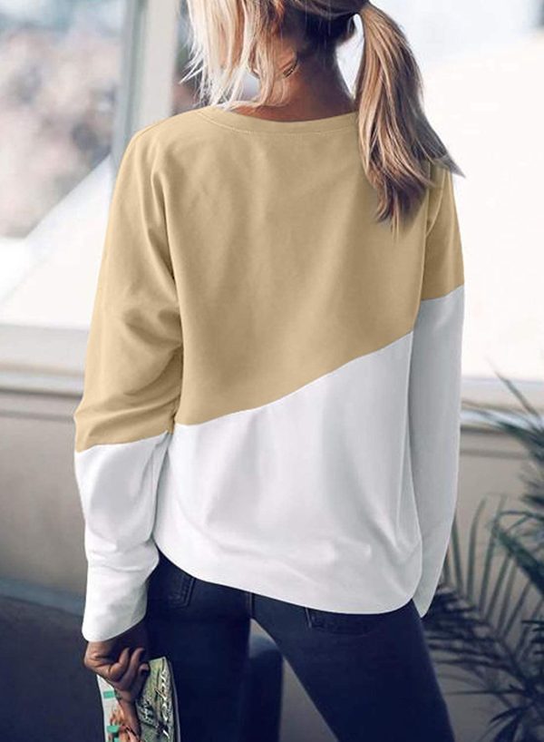 Jolicloth Womens Casual Crewneck Side Split Top Jumper Striped Printed Sweatshirt Loose Soft Long Sleeve Pullover Tops Shirts