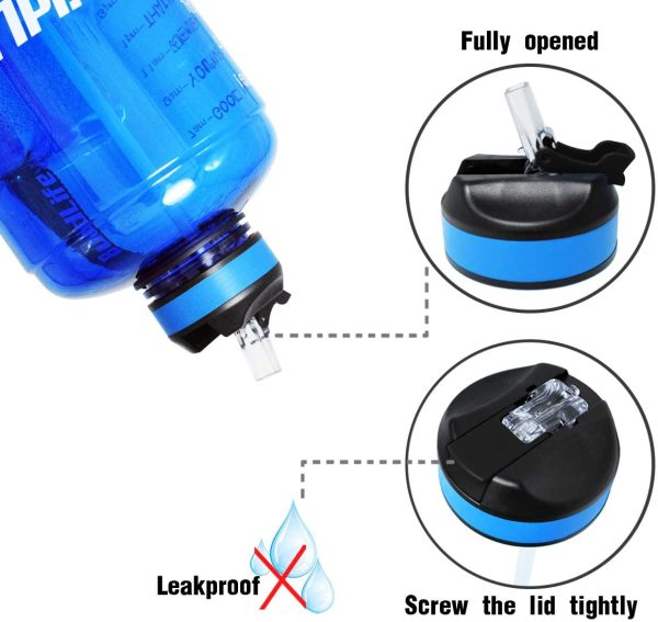 QuiFit 3.78/2.2 Litre Motivational Water Bottle - with Straw & Time Marker,Wide Mouth,BPA Free,Reusable,Ideal for Gym,Outdoor Sport,Home & Office - Image 4