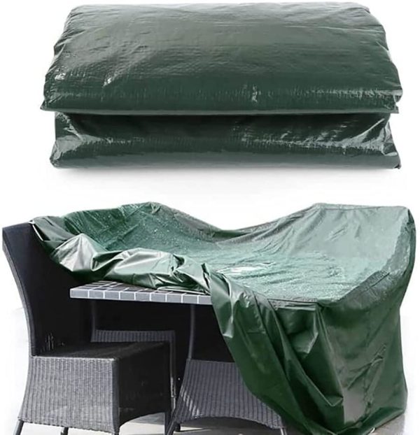 Garden Furniture Covers, 170x95x70cm Patio Furniture Cover Waterproof, Patio Table Covers, Outdoor Rattan Furniture Cover Windproof, Anti-UV, Green - Image 3