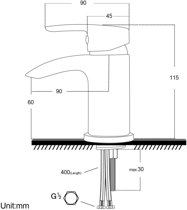 Bathroom Basin Taps Mixer Mono Chrome Brass Single Hole with Pop up Waste, DT11H - Image 3